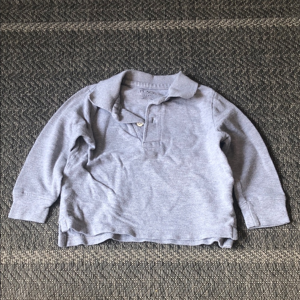 The Children's Place Heathered Light gray Long-Sleeve Polo